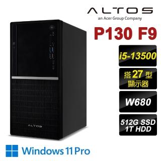 【Acer 宏碁】ALTOS P130 F9 8G+27吋螢幕(i5-13500/8G/1TB HDD/512G SSD/W11P)