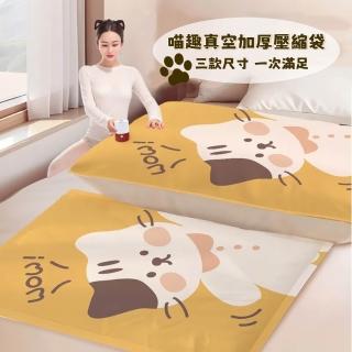 【A&R】六入組 喵趣真空加厚壓縮袋 100x80cm×2、100x70cm×2、80x56cm×2(衣物 羽絨外套收納袋 旅行收納)