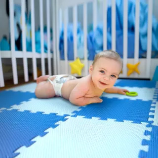 【MOMOTARO 桃太郎地墊】台灣製清新馬卡龍加厚1CM時尚64CM無毒防滑巧拼地墊-13色可選-附邊條(24片/約2.7坪)