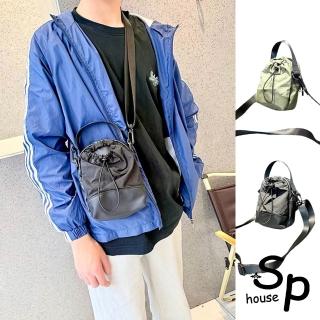 【Sp house】極簡潮流牛津布抽繩束口迷你運動單肩包(2色可選)