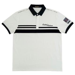 【金安德森】男裝短袖上衣-POLO衫 肩線剪接品牌格紋 胸前刺繡LOGO 休閒與商務兼具(白色)