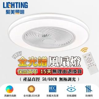 【聚美照明】風扇燈 110v低噪音 遙控調光 6檔風速 50cm白邊 72w智慧高亮款(循環扇/吸頂風扇燈/吊扇燈)