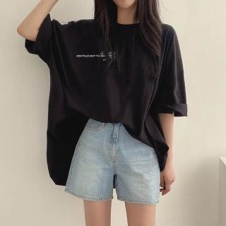 【D.studio】韓版寬鬆中長款短袖上衣(顯瘦上衣 衣服 夏天女裝 長版上衣 長版t恤 女裝 短袖t恤女 T641)