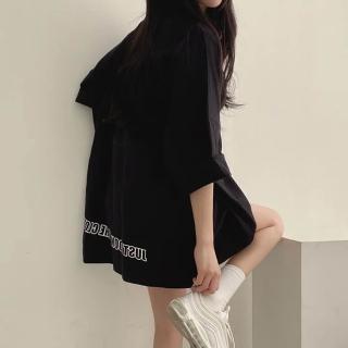【D.studio】韓版超寬鬆短袖上衣(顯瘦上衣 衣服 夏天女裝 長版上衣 長版t恤 女裝 短袖t恤女 T641)