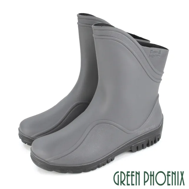 【GREEN PHOENIX 波兒德】男鞋 雨鞋 雨靴 防水靴 防水鞋 水鞋 吸震減壓 中筒(黑紅、灰色、黑色)