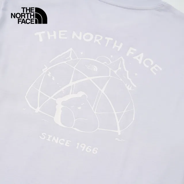 【The North Face 官方旗艦】北面男女款紫色純棉大尺寸印花短袖T恤｜8EYN0TI