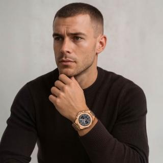 【Bentley 賓利】URBAN ELEGANT天穹系列 BL-12-44 玫灰 質感三眼 男錶(附信封捲包收納袋+磁吸錶盒/說明書)