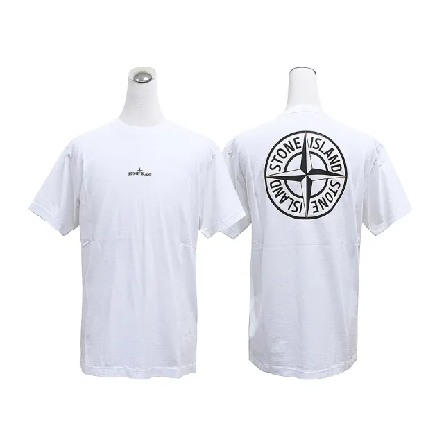 【Stone Island】Stone Island 後背浮雕十字羅盤圖案純棉短袖T恤(男款/白)