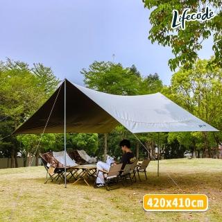 【LIFECODE】方型黑膠天幕-米色(420x410cm)