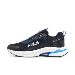 【FILA】Engine 男 休閒鞋 運動鞋 慢跑鞋 低筒 透氣 旋鈕 黑藍(1-J312Y-083)