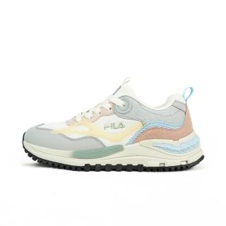 【FILA】Overlap 女 休閒鞋 運動鞋 慢跑鞋 低筒 透氣 復古 灰粉(5-J347Y-756)