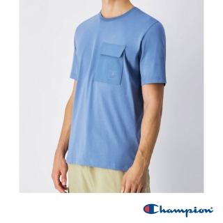 【Champion】官方直營 男款-素面口袋短袖TEE-淺藍色(220407-BS099)