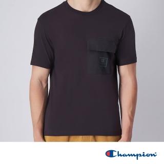【Champion】官方直營 男款-素面口袋短袖TEE-黑色(220407-ES503)