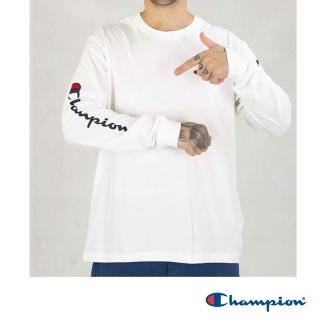 【Champion】官方直營 男款-LEGACY印花長袖TEE-白色(220266-WW001)