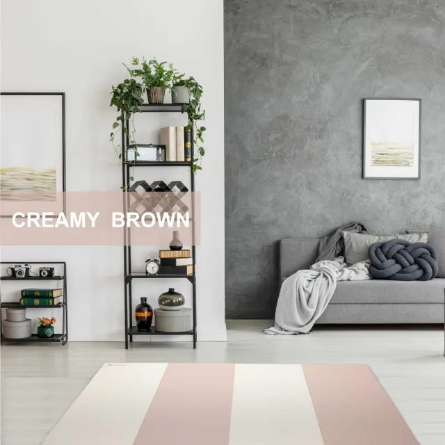福利品【3M】韓國4CM加厚折疊式遊戲地墊-奶茶棕(200x130cm)