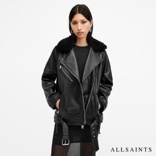 【ALLSAINTS】VENDRA 羊毛領柔軟寬鬆皮衣外套 W136LB(舒適版型)