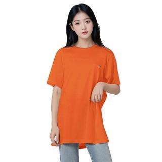 【Tommy Hilfiger】TOMMY 經典圓領Logo素面短袖T恤-橘色(平輸品/女模特試穿圖)