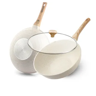 【ASD 愛仕達】麥飯石輕量鑄造聚油不沾深炒鍋32cm(附蓋/IH可用鍋)