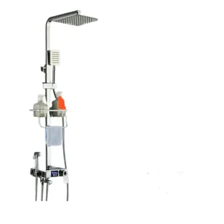 【H九牧王衛浴】花灑 淋浴花灑套裝 衛生間 浴室 沐浴洗澡 水龍頭 增壓噴頭(M3恒溫顯屏四擋 方管 預售15天)