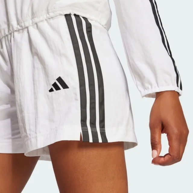 【adidas 愛迪達】W 3s Wv Sho 女 短褲 運動短褲 休閒短褲 白 黑 亞版(JE1310)