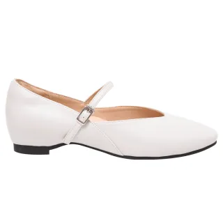 【Ann’S】與世無爭-深口V口剪裁瑪莉珍平底娃娃鞋1.5cm(白)