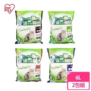 【IRIS】豆腐貓砂6L×2包組(原味、綠茶、咖啡豆腐砂)