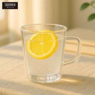 【仙德曼 SADOMAIN】買一送一／雙層玻璃錘紋茶杯 100ml-2入組(雙層玻璃杯/對杯組/茶杯)