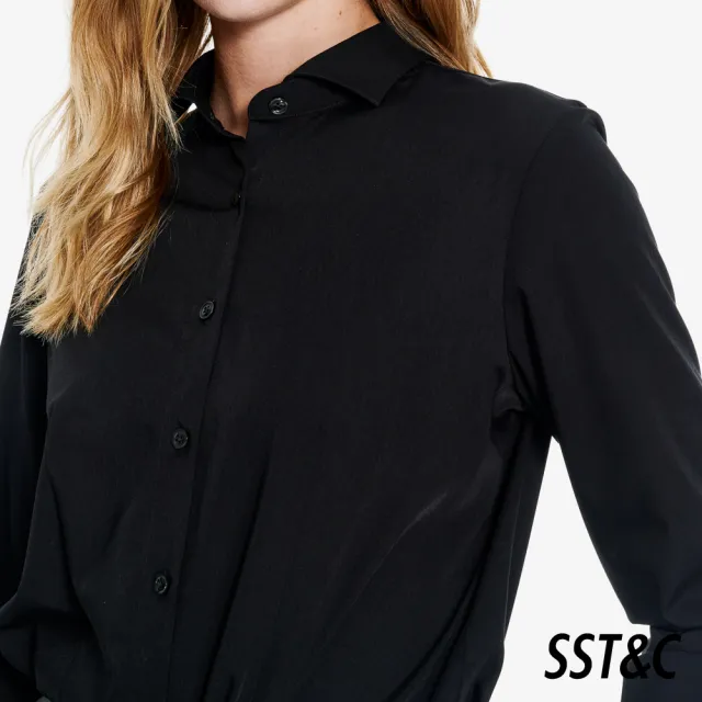 【SST&C】女裝 黑色一字領標準版長袖襯衫01062503005(換季55折)