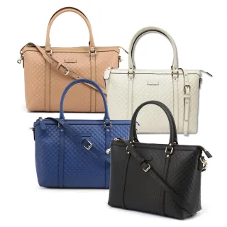 【GUCCI 古馳】449656 經典Guccissima牛皮壓紋系列手提/斜背兩用包(顏色任選)