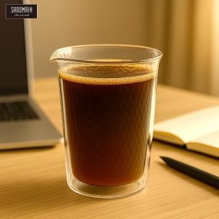 【仙德曼 SADOMAIN】雙層玻璃錘紋公杯 350ml(雙層玻璃杯/公杯)
