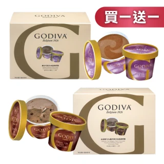 【GODIVA】買一送一 家庭號4杯裝冰品 共2組(比利時72%黑巧克力 / 榛子巧克力冰品)