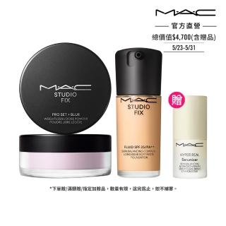 【M.A.C】自帶濾鏡底妝組(超持妝輕透濾鏡蜜粉+超持妝濾鏡粉底液 SPF25/PA++ 30ml #詐片粉底/禮盒/防曬)