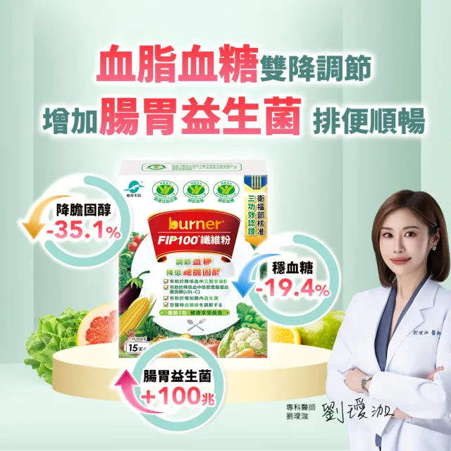 【船井burner倍熱】FIP100纖維粉10盒-共150包(王彩樺&宋芸樺愛用推薦- 調節血脂/血糖、去你的膽固醇)