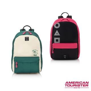 【AMERICAN TOURISTER 美國旅行者】X SQUID GAME魷魚遊戲聯名 輕量休閒後揹包/通勤包/雙肩包(多色可選)