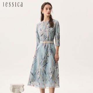 【JESSICA】華麗繡花蕾絲網紗七分袖洋裝禮服252706