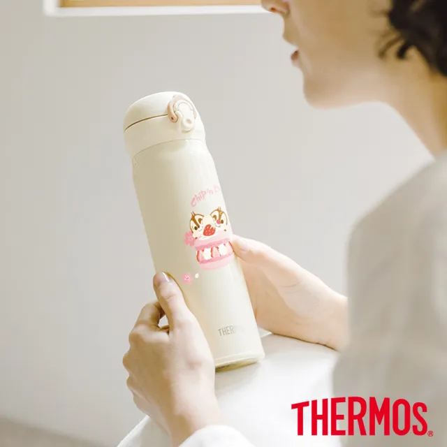 【THERMOS 膳魔師】超值2入_奇奇蒂蒂不鏽鋼超輕量彈蓋真空保溫瓶500ml+輕水瓶710ml(JNL-502CAD+TP4329CAD)