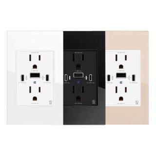 【易智快充】高階系列AC+65w USB+AC(輕鬆配線DIY-鋼化玻璃磁吸面板)