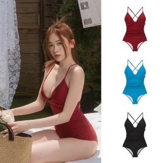 【SeasonsBikini】黑標溫泉美胸美背連身泳衣 -003/臺灣製 -勃根地酒紅(泳裝泳衣比基尼連身集中小胸救星)