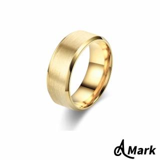 【A MARK】鈦鋼戒指 素面戒指/素面拉絲啞光8MM斜邊個性316L鈦鋼戒指(金色)