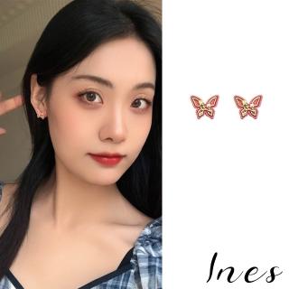 【INES】韓國設計S925銀針細緻花朵珍珠蝴蝶耳釘(S925銀針耳釘 珍珠耳釘 蝴蝶耳釘)