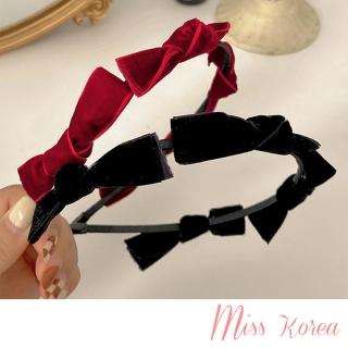 【MISS KOREA】絨布髮圈 蝴蝶結髮圈/韓國設計氣質絨布蝴蝶結造型髮圈 髮箍(2色任選)
