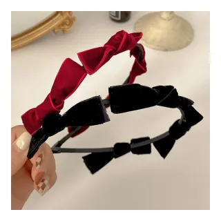 【MISS KOREA】絨布髮圈 蝴蝶結髮圈/韓國設計氣質絨布蝴蝶結造型髮圈 髮箍(2色任選)