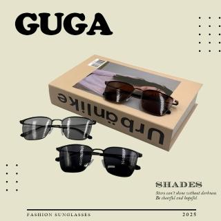 【GUGA】偏光太陽眼鏡 極輕細膩方框款(不鏽鋼金屬 簡約大方 防曬抗眩光)