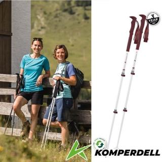 【KOMPERDELL】航太鋁合金強力鎖定登山杖 女用.單支販售.登山健行枴杖/泡棉握把(174235955-S 白紅)