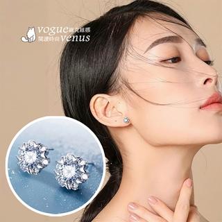 【維克維娜】璀璨雪花水鑽環鑽925純銀耳環