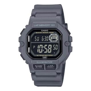 【CASIO 卡西歐】CASIO 電子錶 運動訓練 十年電力 樹脂錶帶 防水100米 WS-1400H(WS-1400H-8B)