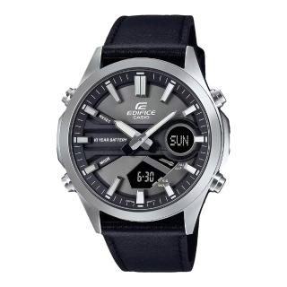 【CASIO 卡西歐】EDIFICE 雙顯男錶 皮革錶帶 30組電話記憶 防水100米(EFV-C120L-8A)