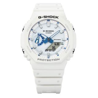 【CASIO 卡西歐】G-SHOCK 八角防護夏日海洋雙顯手錶 禮物(GA-2100HDS-7A/速)