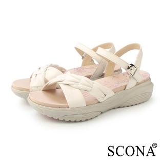 【SCONA 蘇格南】真皮 樂活編織厚底涼鞋(白色 31272-2)