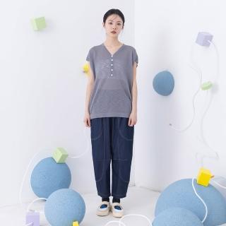 【MOSS CLUB】仿牛仔針織低檔長褲(藍 黑 綠)